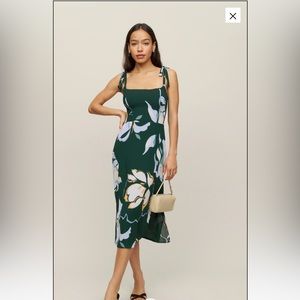 Reformation Green Floral Dress
